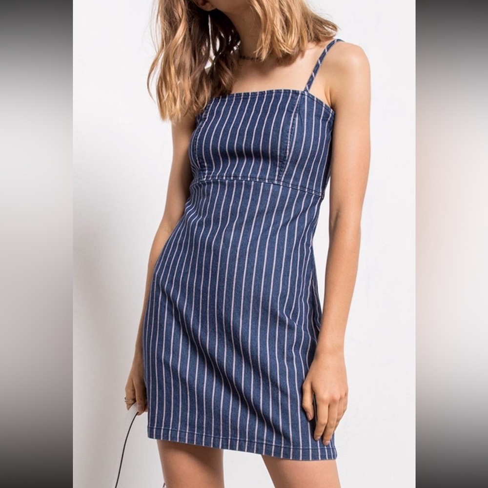 Denim striped mini dress